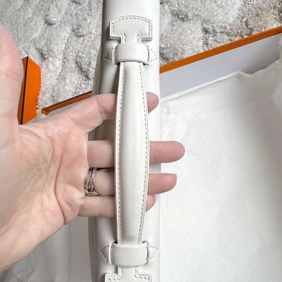 Hermes Quirus II White Leather Box Briefcase Men Women work laptop satchel - Picture 11 of 12